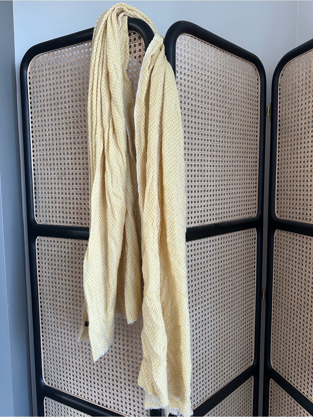 Soft Yellow and White Cashmere Scarf